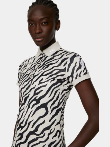 J.Lindeberg Tour Tech Print Halbarm Polo schwarz