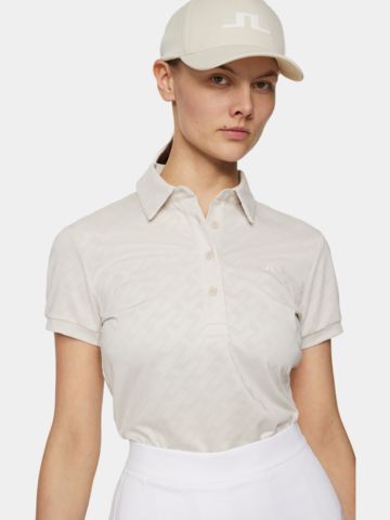 J.Lindeberg Alaya Jacquard Halbarm Polo sand