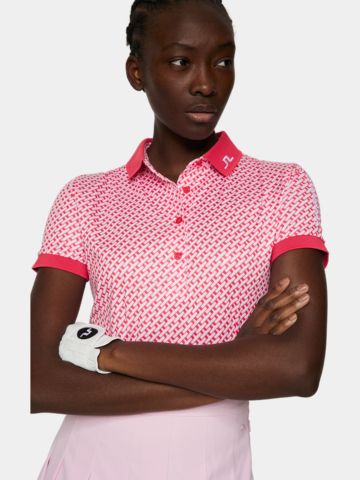 J.Lindeberg  Tour Tech Print Halbarm Polo pink