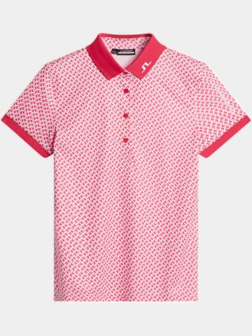 J.Lindeberg Tour Tech Print Halbarm Polo pink