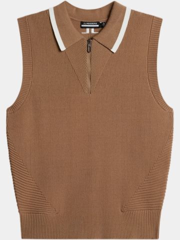 J.Lindeberg  Ramona Knitted ohne Arm Polo camel