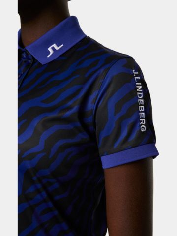 J.Lindeberg  Tour Tech Print Halbarm Polo blau