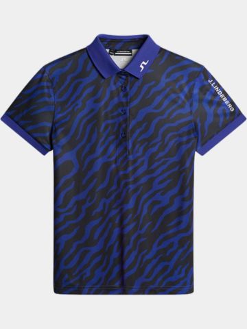 J.Lindeberg  Tour Tech Print Halbarm Polo blau