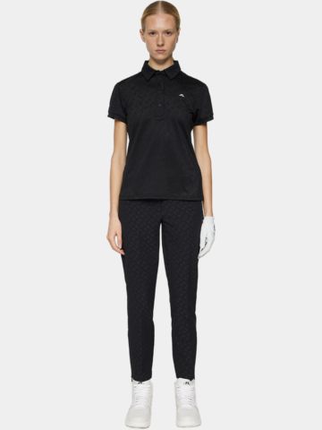 J.Lindeberg  Alaya Jacquard Halbarm Polo schwarz