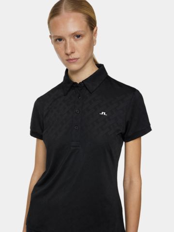 J.Lindeberg Alaya Jacquard Halbarm Polo schwarz