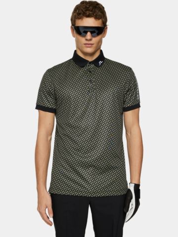 J.Lindeberg Tour Tech Print Halbarm Polo oliv