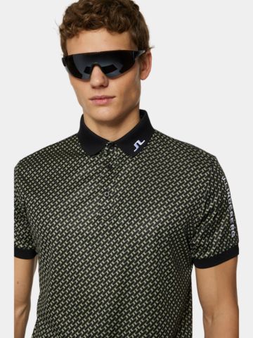 J.Lindeberg  Tour Tech Print Half Sleeve Polo olive