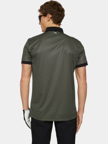 J.Lindeberg Tour Tech Print Halbarm Polo oliv
