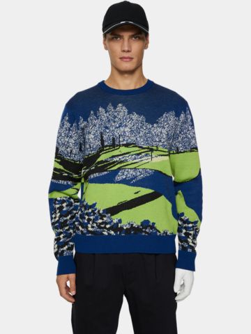 J.Lindeberg Alexander Jacquard Sweater Pullover Strick blau