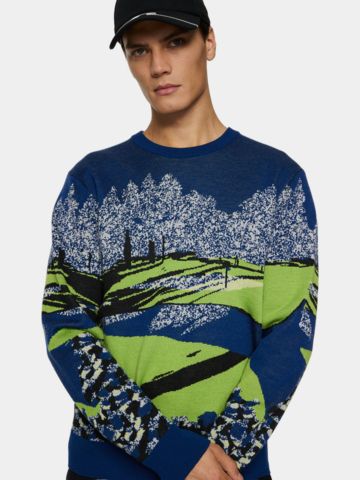 J.Lindeberg  Alexander Jacquard Sweater Pullover Strick blau