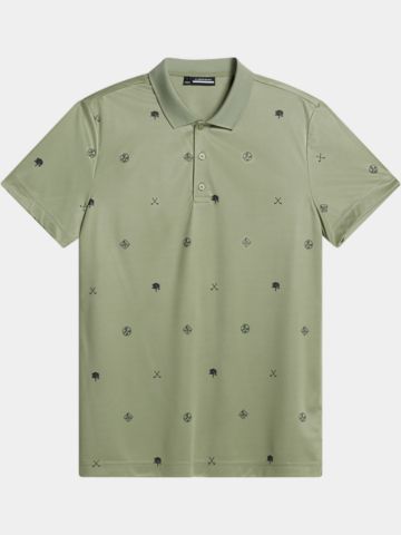 J.Lindeberg Club House Motif Halbarm Polo oliv