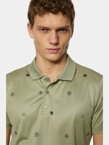 J.Lindeberg Club House Motif Halbarm Polo oliv
