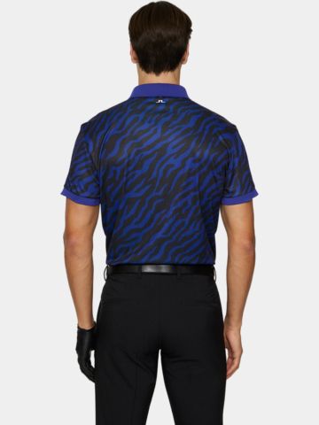J.Lindeberg Tour Tech Print Tiger Brown M Halbarm Polo royal