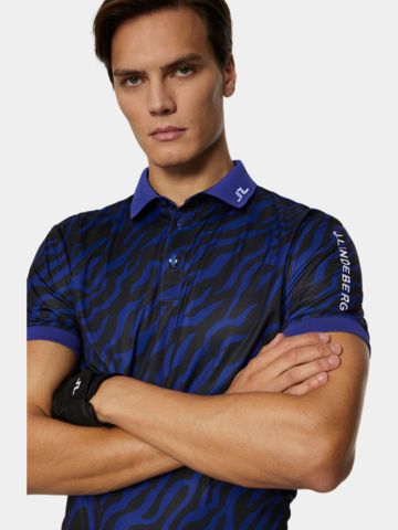 J.Lindeberg  Tour Tech Print Tour Tiger Brown M Halbarm Polo royal