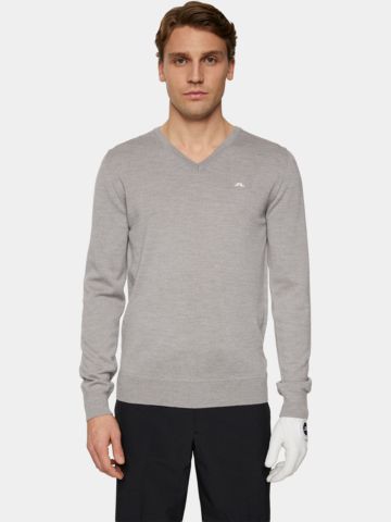 J.Lindeberg Lymann Knitted Sweater Pullover Strick hellgrau melange