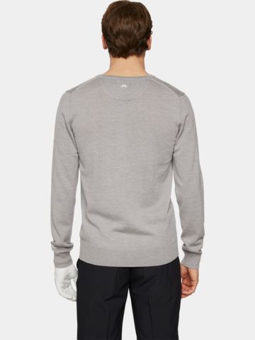 J.Lindeberg Lymann Knitted Sweater Pullover Strick hellgrau melange
