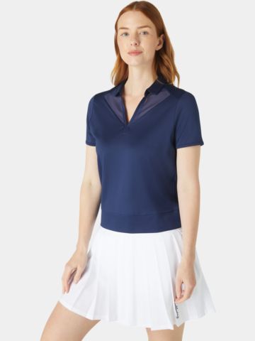 Callaway Waist Length Mesh Detail Halbarm Polo navy
