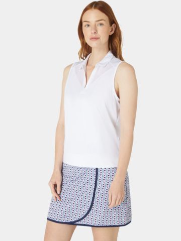 Callaway Waist Length Mesh Detail ohne Arm Polo weiß