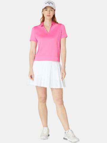 Callaway Waist Length Mesh Detail Halbarm Polo pink