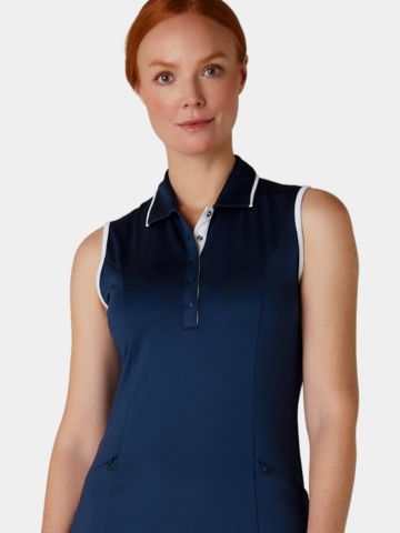 Callaway Sleeveless Dress with Snap Placket ohne Arm Kleid navy