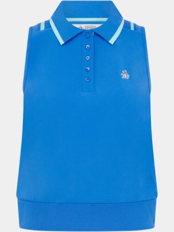 Penguin Woven Waist Length Colour Block ohne Arm Polo blau