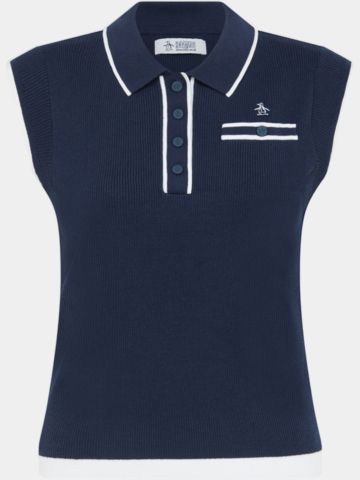 Penguin Waist Length Sweater Top ohne Arm Polo navy