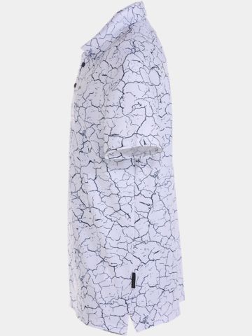Daniel Springs  Crack print functional half-sleeve polo white
