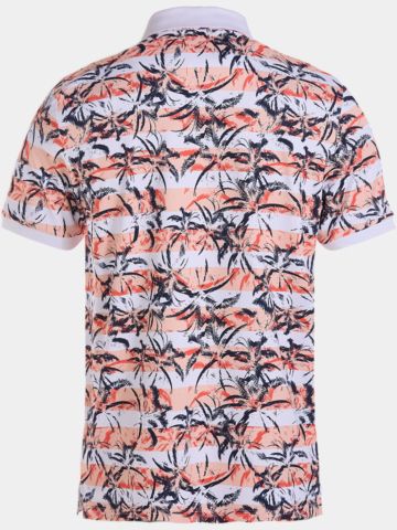 Daniel Springs Druck Pique Halbarm Polo koralle