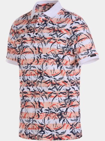 Daniel Springs Druck Pique Halbarm Polo koralle