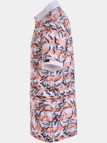 Daniel Springs Druck Pique Halbarm Polo koralle