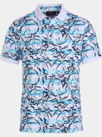 Daniel Springs Druck Pique Halbarm Polo hellblau