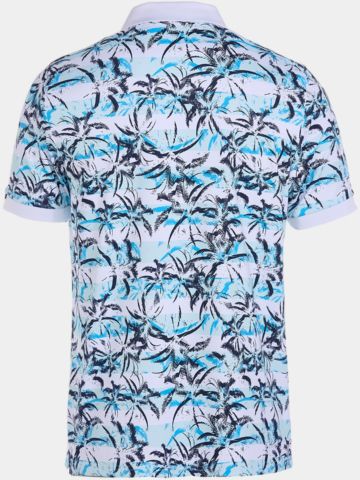 Daniel Springs Druck Pique Halbarm Polo hellblau