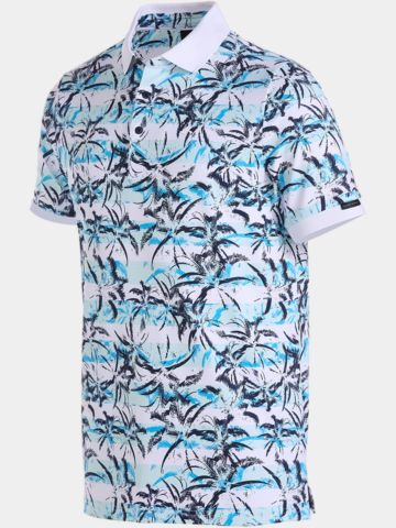 Daniel Springs Druck Pique Halbarm Polo hellblau