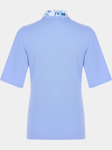 Valiente Floral-Druck-Kragen Halbarm Polo hellblau