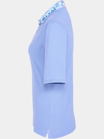 Valiente  Polo s květinovým límcem a krátkým rukávem světle modrá