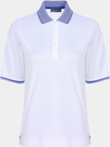 Valiente 2-Tone Pique Halbarm Polo weiß