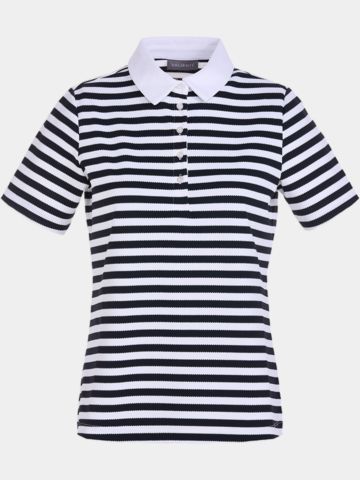 Valiente Jaquard-Streifen Halbarm Polo navy