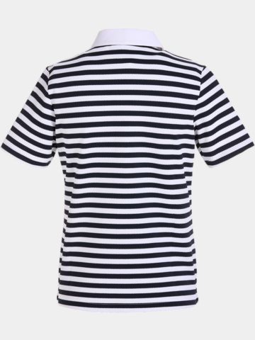 Valiente Jaquard-Streifen Halbarm Polo navy