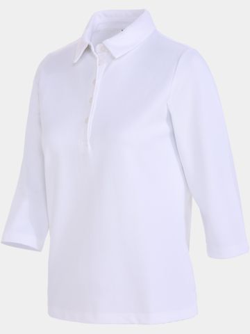 Valiente  Jaquard structure 3/4 sleeve polo white