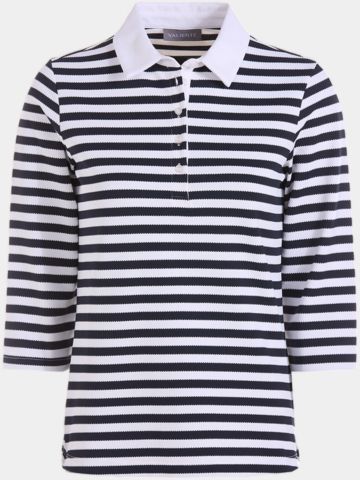 Valiente Jaquard-Streifen 3/4 Arm Polo navy