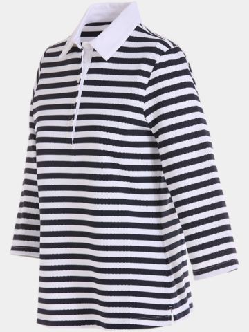 Valiente  Jaquard-Streifen 3/4 Arm Polo navy