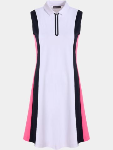 Valiente Pique Colourblock ohne Arm Kleid weiß