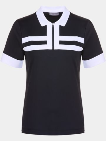 Valiente Funktions Pique laenger Halbarm Polo schwarz