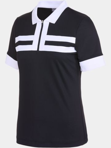 Valiente  Funktions Pique laenger Halbarm Polo schwarz