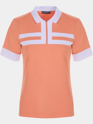 Valiente Funktions Pique laenger Halbarm Polo koralle