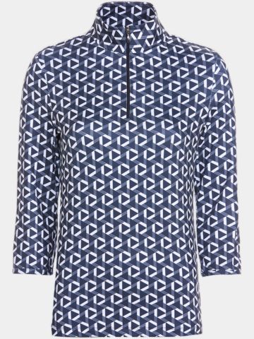 Valiente Druck 1/2 Zip 3/4 Arm Polo navy