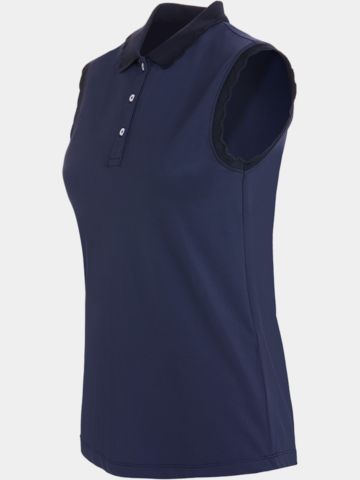 Valiente Wellen-Rib Nylon-Pique ohne Arm Polo navy