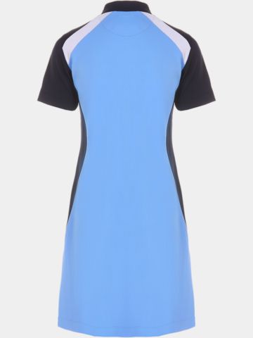 Valiente Pique Stehkragen Halbarm Kleid blau