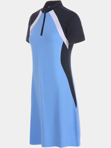 Valiente Pique Stehkragen Halbarm Kleid blau