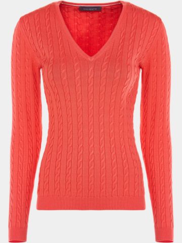 Valiente cable knit sweater coral
